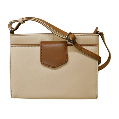 ili New York Pointed Tab Crossbody Organizer - Stone/Antique Saddle