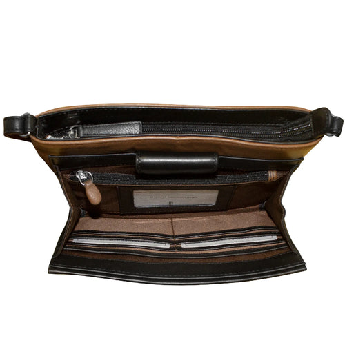 ili New York Pointed Tab Crossbody Organizer - Toffee/Black