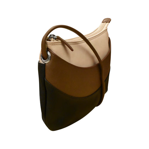 ili New York Round Zip Top Crossbody - Brown Combo