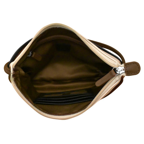 ili New York Round Zip Top Crossbody - Brown Combo