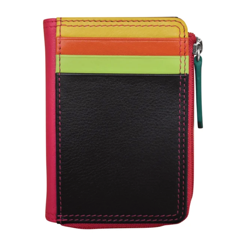 ili New York Vertical Zip Card Wallet - Black Brights