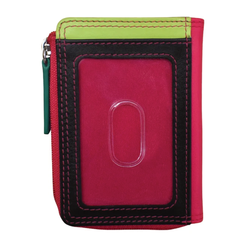 ili New York Vertical Zip Card Wallet - Black Brights
