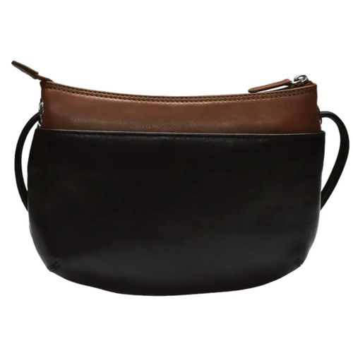 ili New York Whipstitch Round Zip Top Crossbody - Black/Toffee