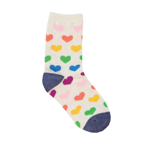 Kids' Socksmith Lots Of Love Cotton Crew Socks - 4-7 years - Ivory Heather