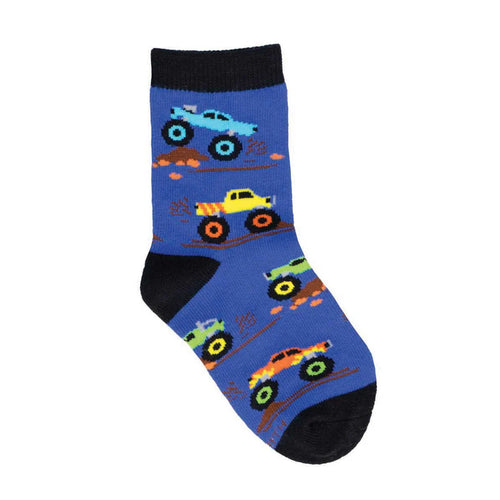 Kids' Socksmith Monster Trucks Cotton Crew Socks - 4-7 years - Blue