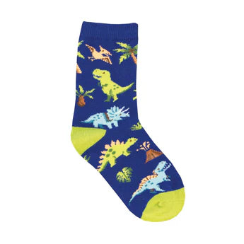 Kids' Socksmith Nervous Rex Cotton Crew Socks - 2-4 years - Navy