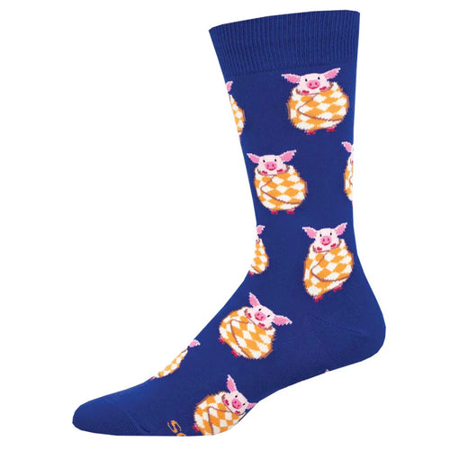 Men's Socksmith Pigs in a Blanket Cotton Crew Socks - Navy