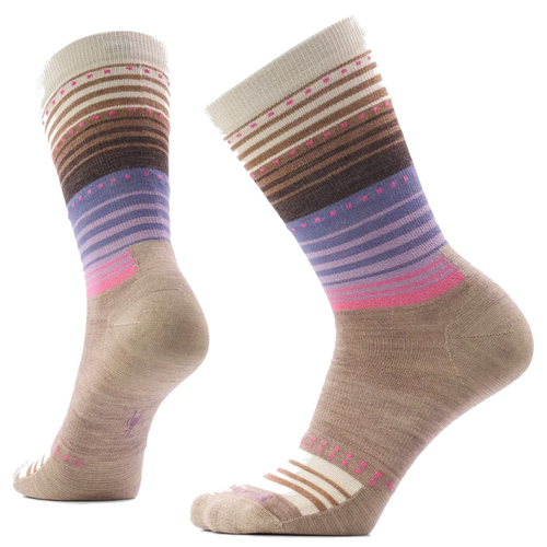 Women's Smartwool Everyday Stitch Stripe Crew Socks – Fossil/Chestnut