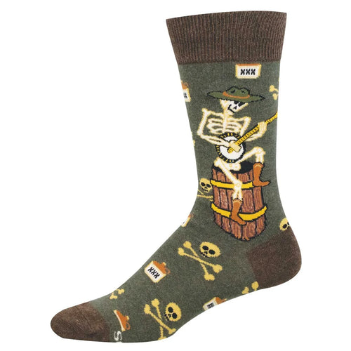 Men's Socksmith Banjo Bones Cotton Crew Socks - Green Heather