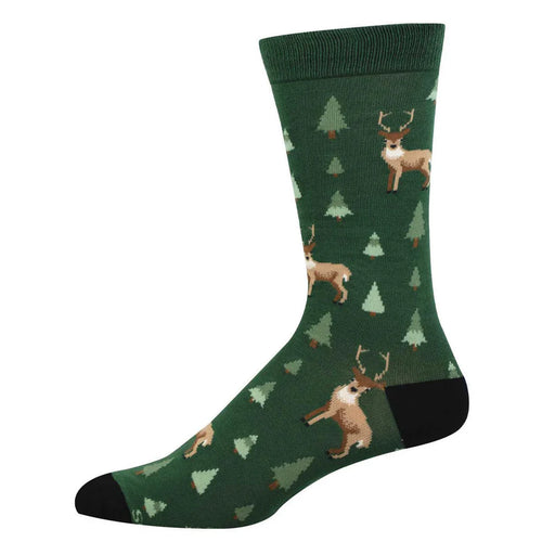 Men's Socksmith Deer in the Trees Bamboo Socks - Green