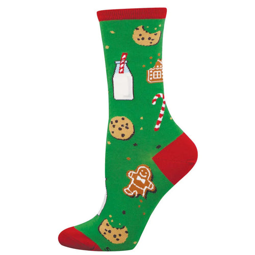 Women's Socksmith Santa's Milk and Cookies Cotton Crew Socks - Green