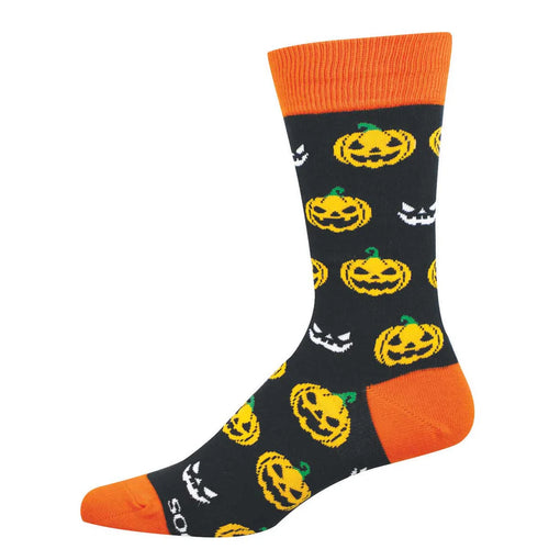 Men's Socksmith Spooky Pumpkins Cotton Crew Socks – Black