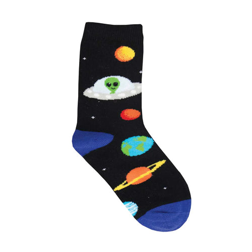 Kids' Socksmith Space Race Cotton Crew Socks - 4-7 years - Black