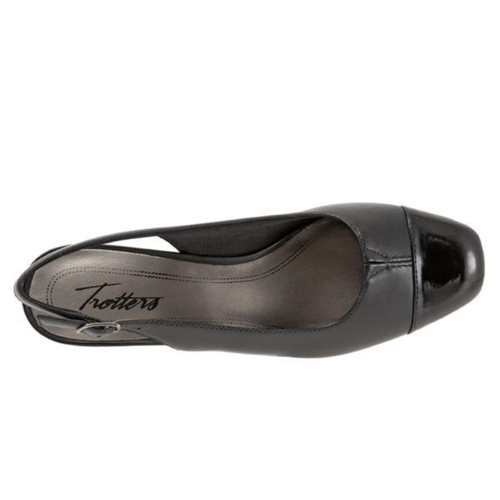 Women's Trotters Dea Slingback - Black with Patent Toe
