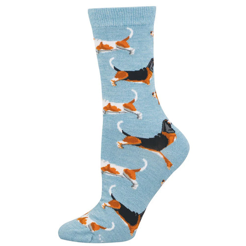 Women's Socksmith Basset Hounds Bamboo Crew Socks