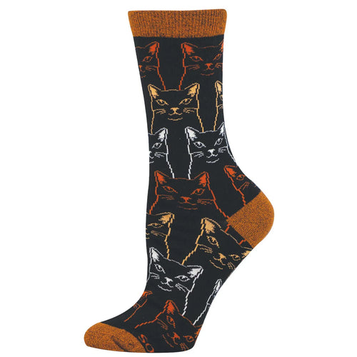 Women's Socksmith Sketchy Cats Bamboo Crew Socks