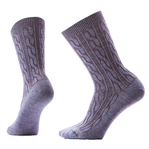 Women's Smartwool Everyday Cable Zero Cushion Crew Sock - Chalk Violet